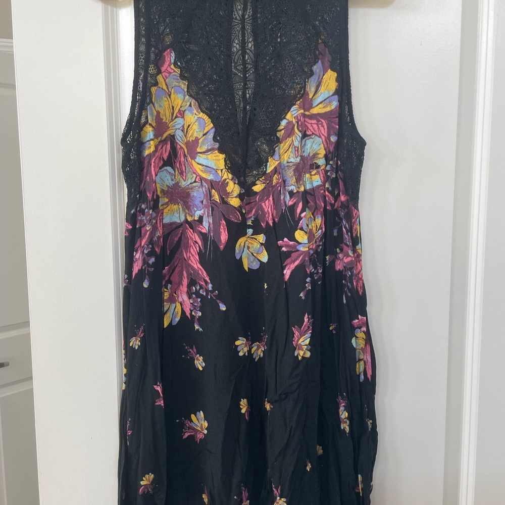 Free People Black Floral Lace Dress